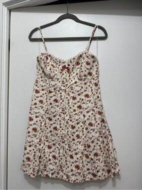 Trixxi Cream Slip Dress with Burgundy Floral Print